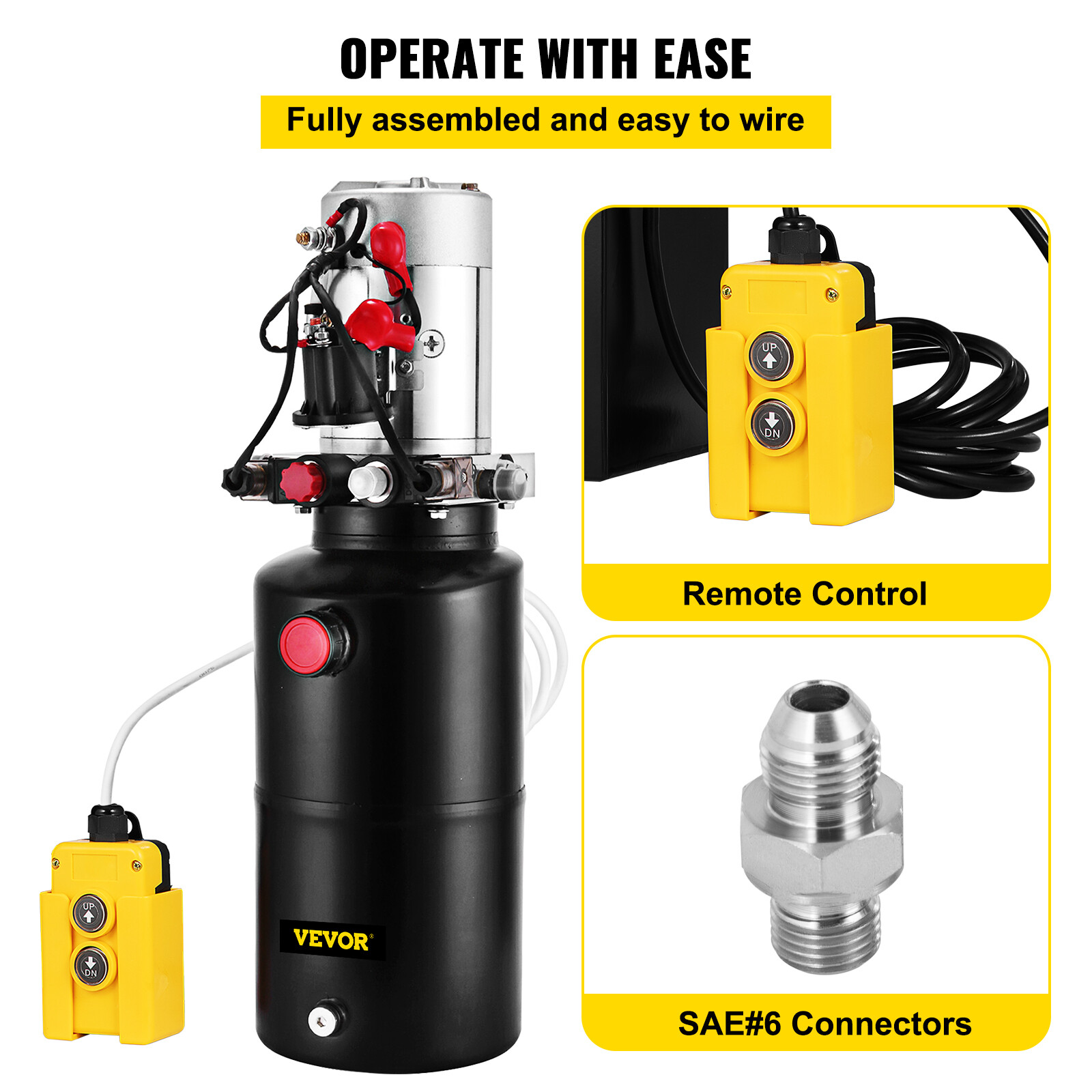 8 Quart Hydraulic Pump Double Acting 12V DC Hydraulic Power Unit Remote Control