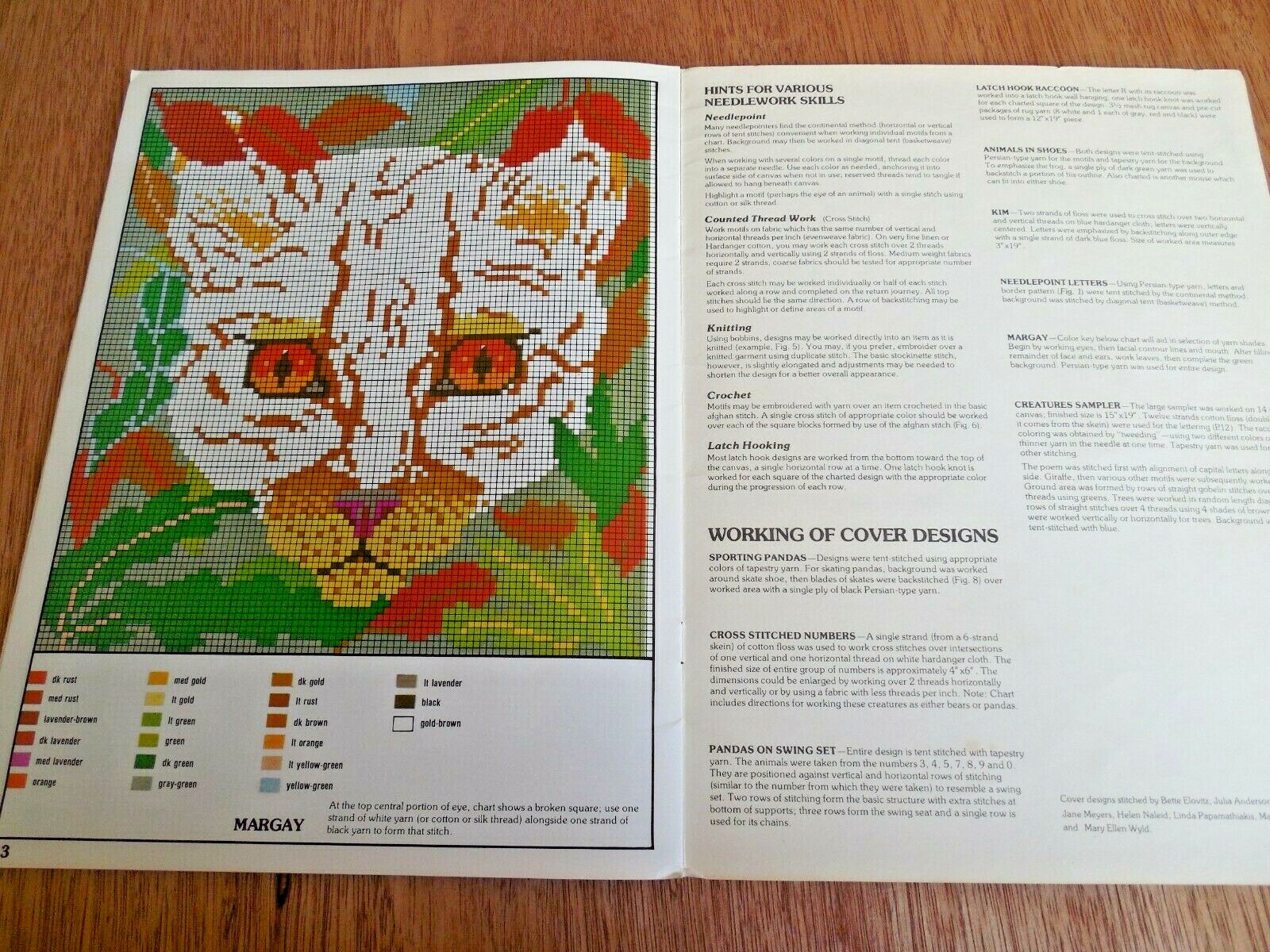 EUC Vntg 1976 Leisure Arts Needlepoint/Cross Stitch "Charted Creatures" Leaflet