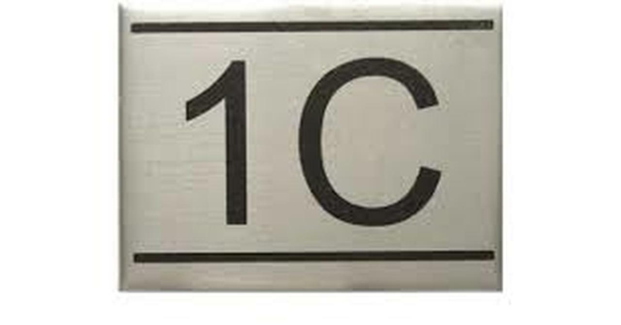 APARTMENT NUMBER SIGN -1C -BRUSHED ALUMINUM (2.25X3) ref1020-REF24-1027