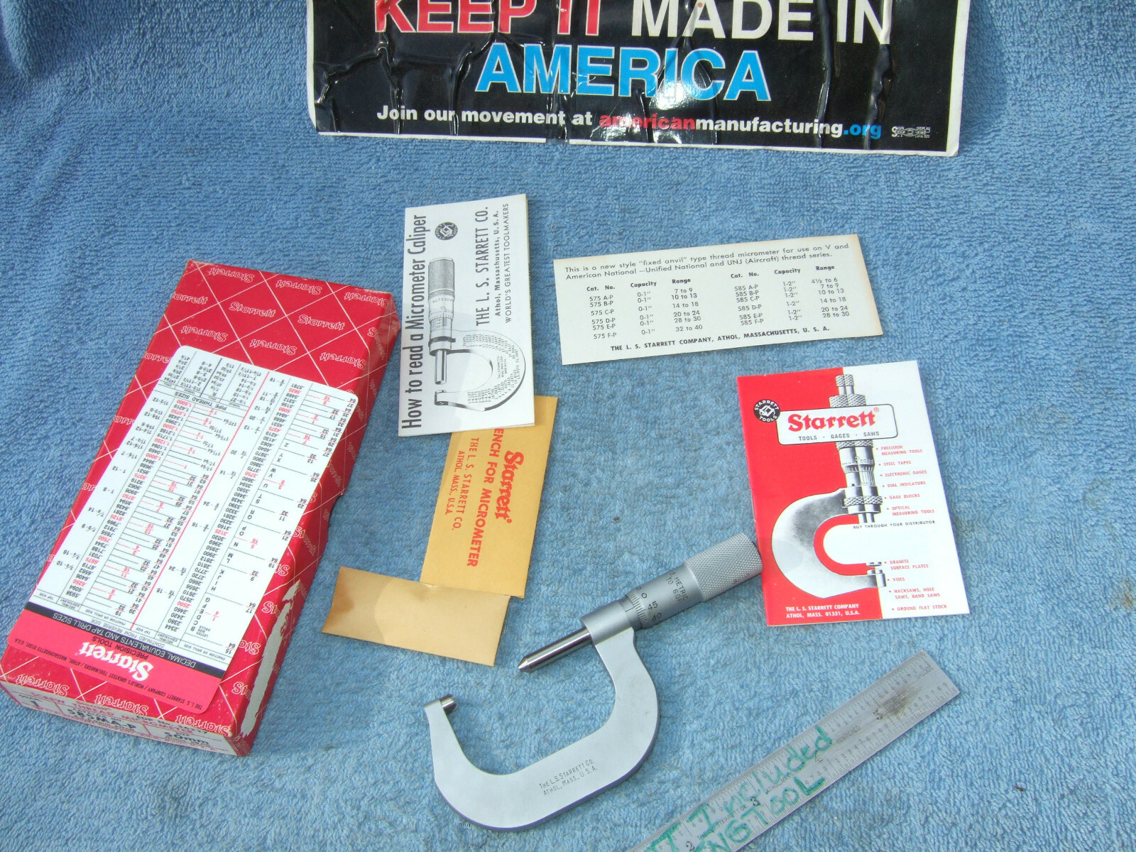 STARRETT 585MA-P 50MM THREAD MICROMETER 4.5-6 VINTAGE TOOLMAKER THREAD INSPECT