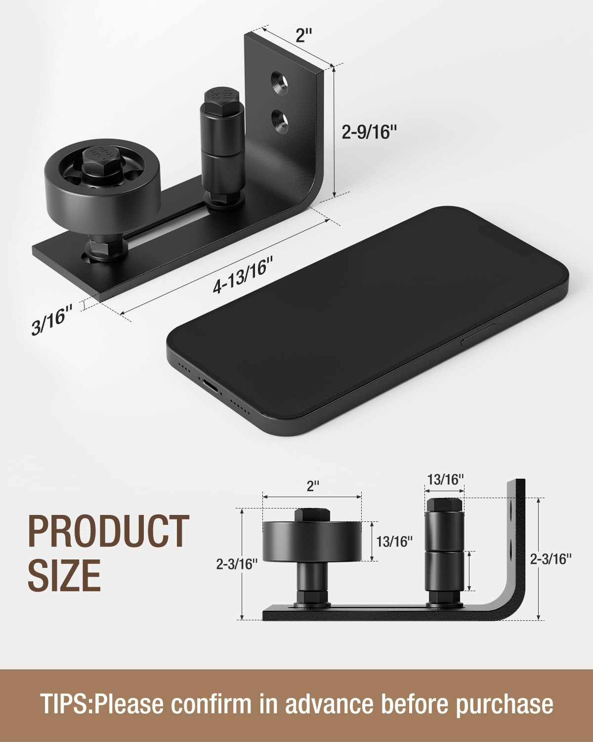 Sliding Barn Door Floor Guide Wall Mounted Hardware for Flush Bottom Adjustable