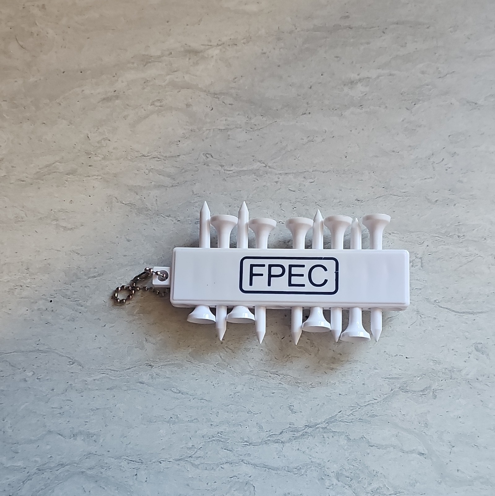 FPEC White Plastic Golf Tee Holder Keychain with Tees, 2.75 in