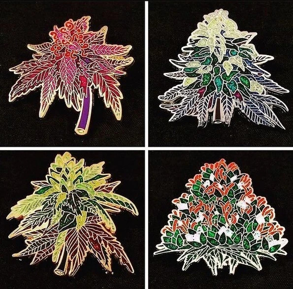 4 Cannabis Nug Lapel Pins - herb, weed nugs dank 420  pot leaf budtender