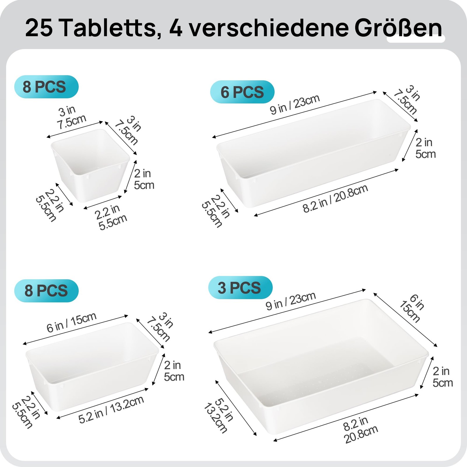 Vtopmart 25 PCS Plastic Drawer Organizers Set, 4-Size Versatile Bathroom and ...