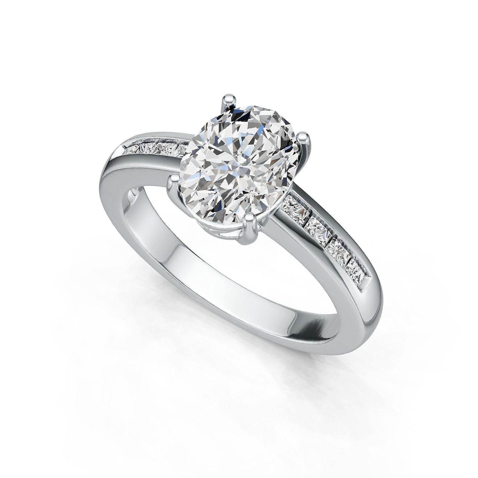Sterling Silver Semi Mount Ring Setting Oval OV 9X7mm with White Topaz