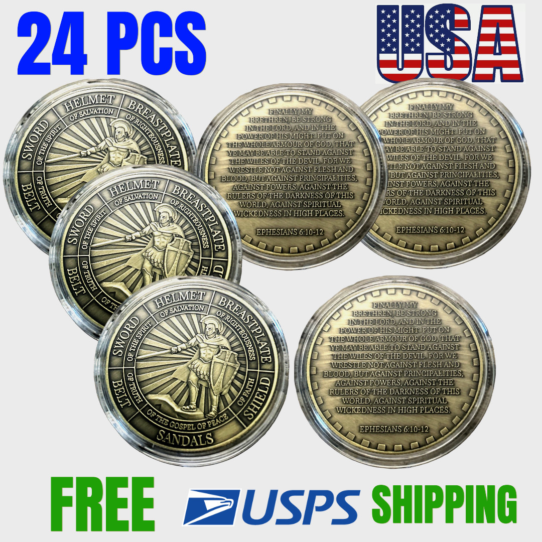 24 PCS. *Put On the Whole Armor of God* EPHESIANS 6:10-12 Gift Coins