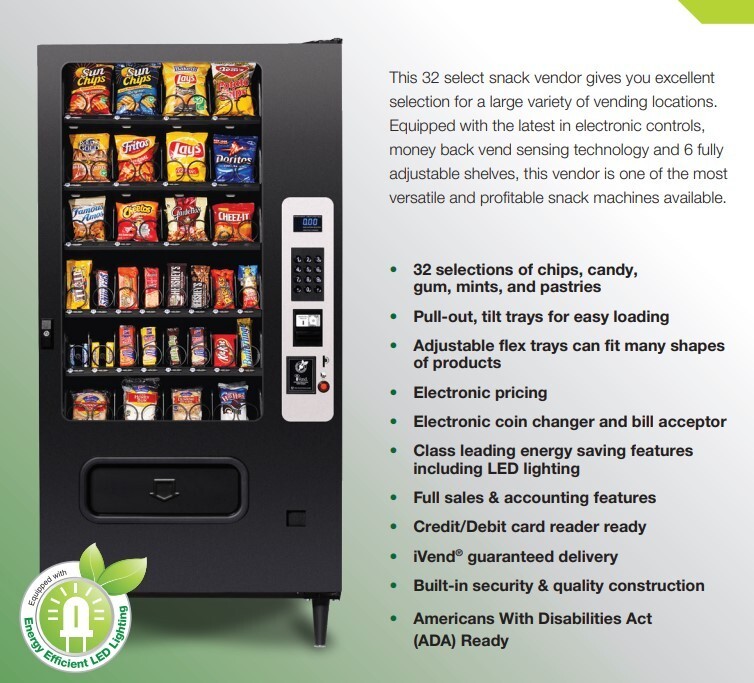This 32 select snack vending machine