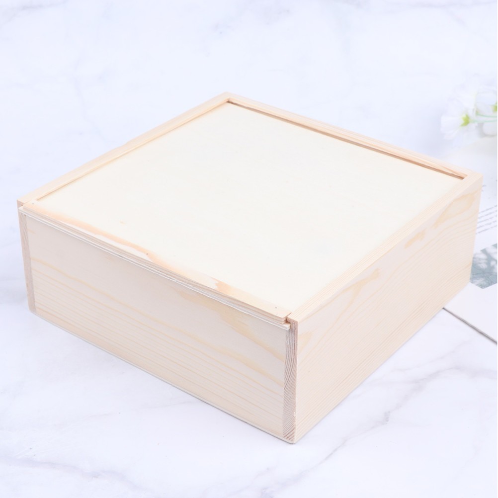 Organizer for Women Unfinished Wood Box with Lid Container