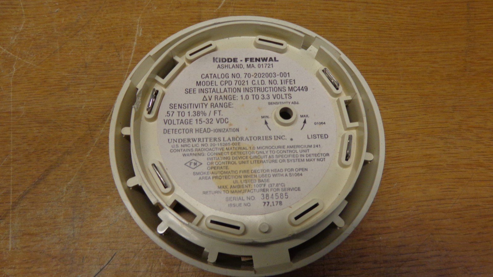 Kidde Fenwal 70-202003-001 Smoke Detector 15-32v-dc