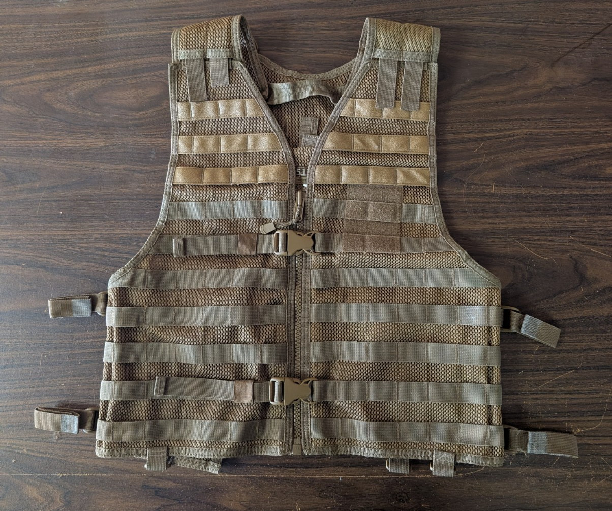 5.11 Tactical VTAC LBE Vest Mens 2XL Coyote Brown Mesh MOLLE Adjustable