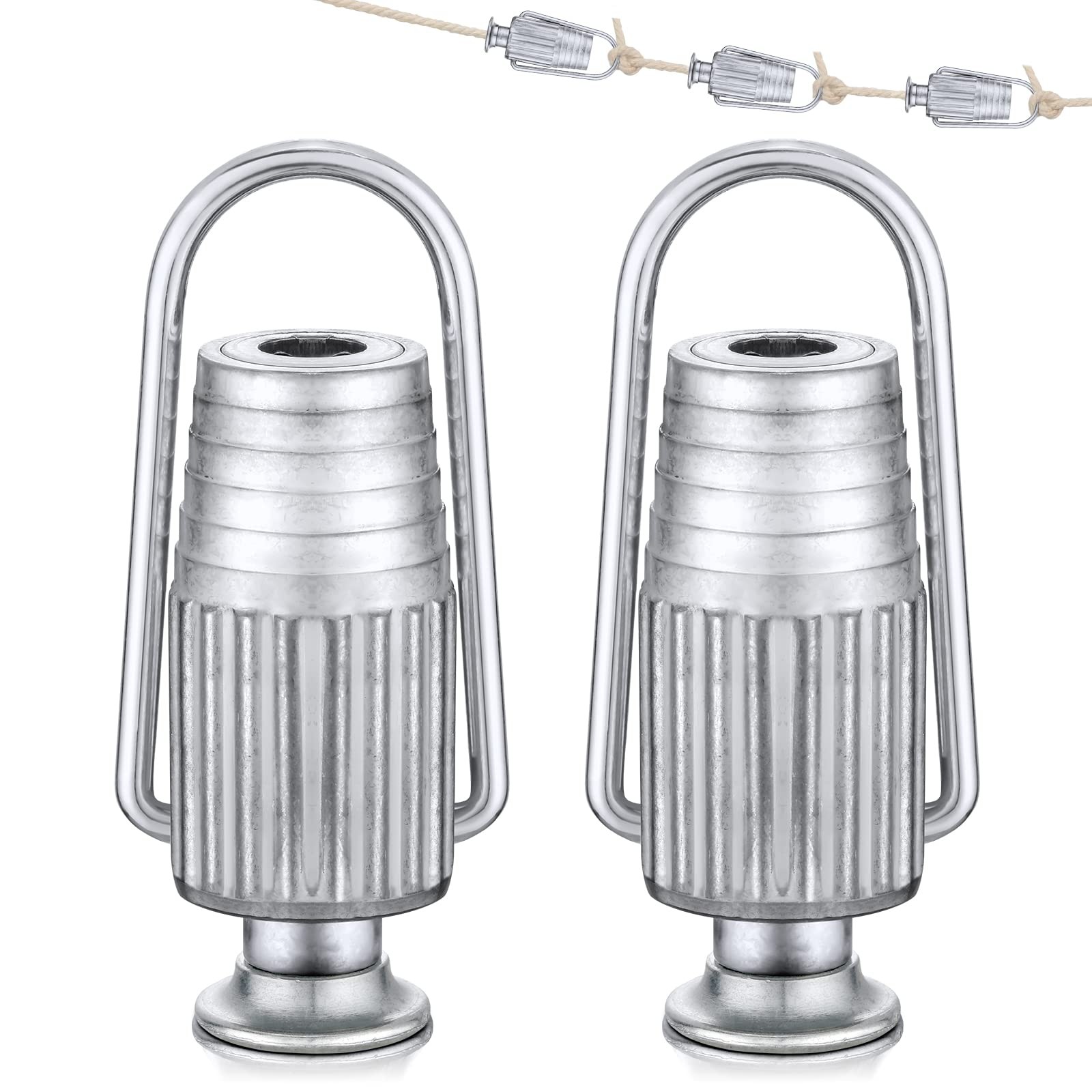 2 Pcs Clothesline Rope Tightener Pulley Heavy Duty Aluminum Tensioners Fixed