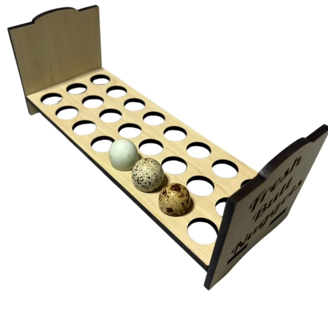 Counter Top Quail Egg Holder, Fresh Butt Nuggets Engraved, 2 Dozen Capacity