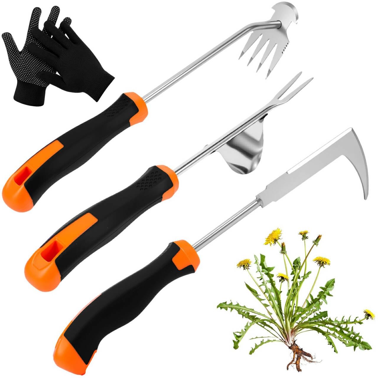 2025 Weed Puller Tool, 4 Pack New Garden Stainless Steel Weeder Tool Black