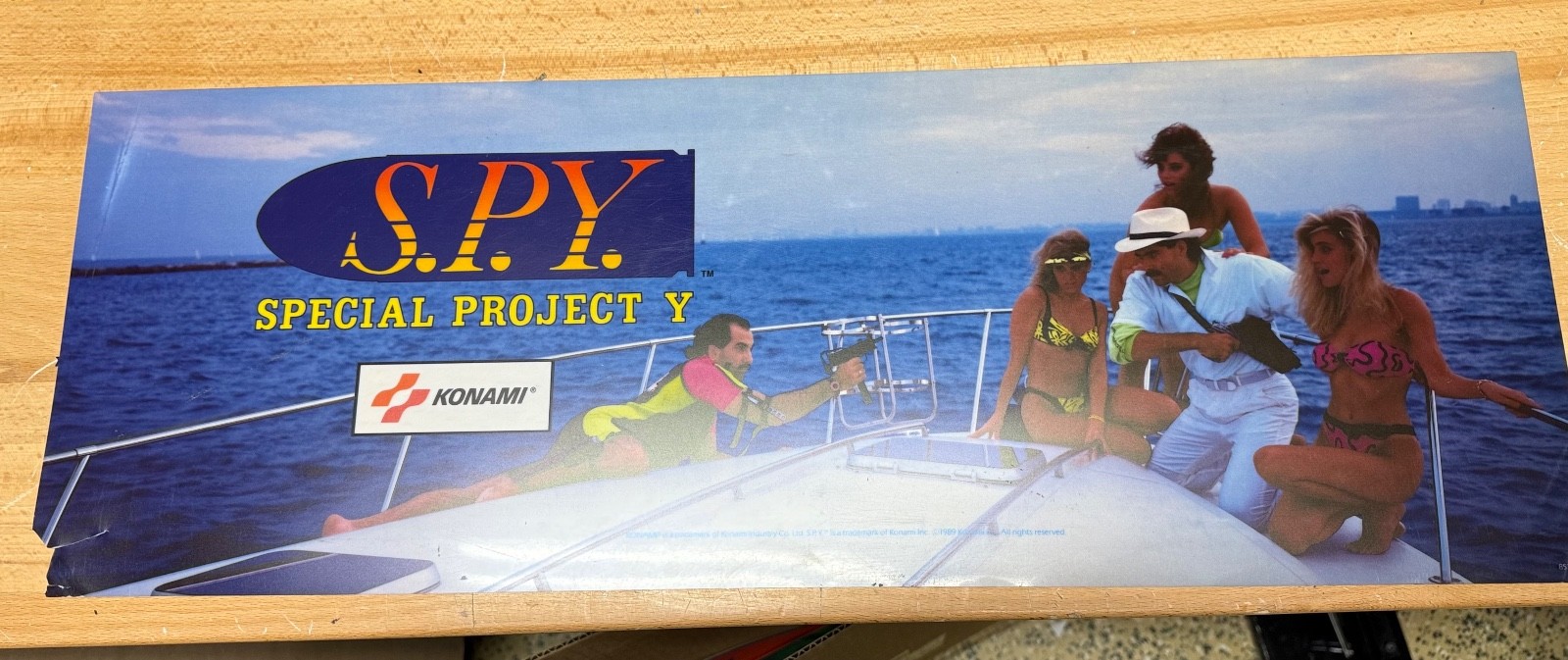 NOS Konami S.P.Y. Special Project Y   Marquee Translite approx 27" x 9.5"
