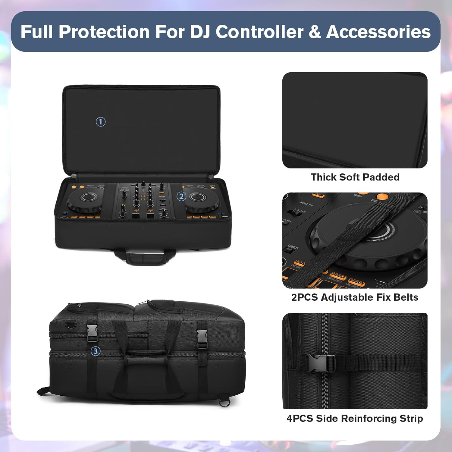 DJ Controller Case Compatible with Pioneer DDJ-FLX4/DDJ-400/DDJ-REV1 - Thick Pad