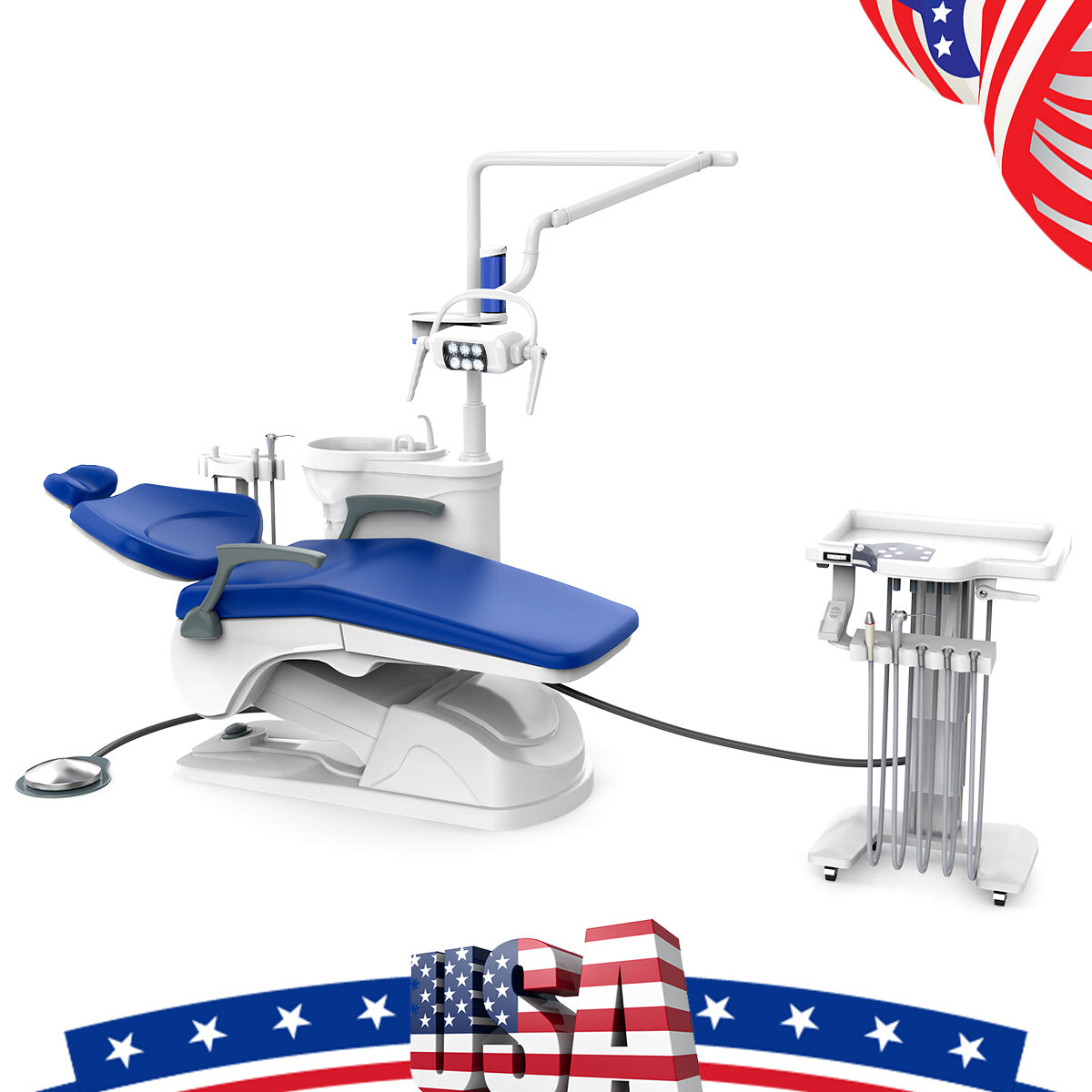 Dental Unit Chair PU Leather Computer Controlled/Delivery Unit &4H Compressor