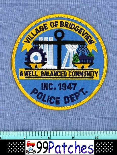 BRIDGEVIEW ILLINOIS Police Shoulder Patch HOME INDUSTRIAL GEAR WHEEL SCALES 9A