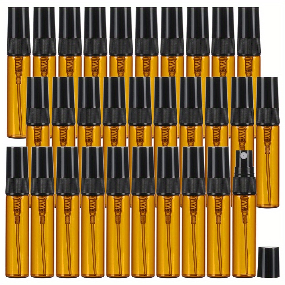 30pcs 5ml/0.17 oz Mini Amber Glass Spray Bottle Refillable Fine Mist Sample
