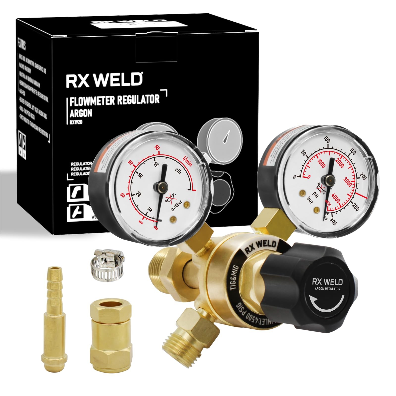 RX WELD Argon Regulators Gauges Gas Welding, Regulator for MIG and TIG,...