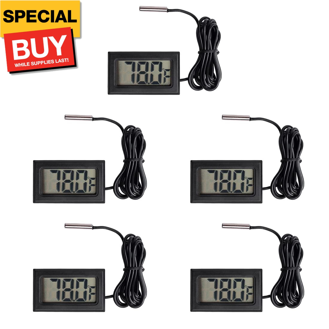 5Pcs Digital LCD Thermometer Temperature Digital LCD Fridge Thermometer Water Te