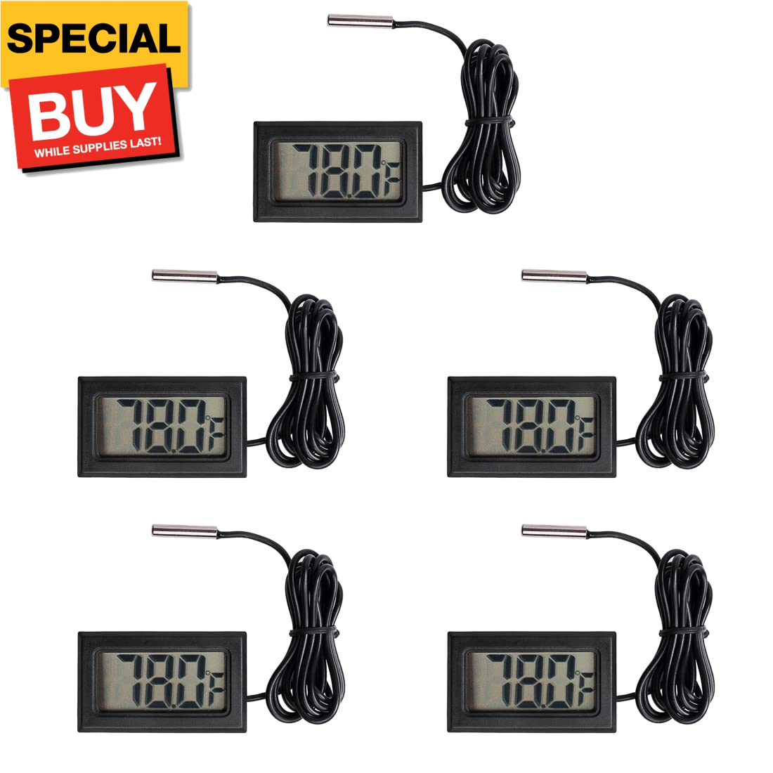 5Pcs Digital LCD Thermometer Temperature Digital LCD Fridge Thermometer Water Te