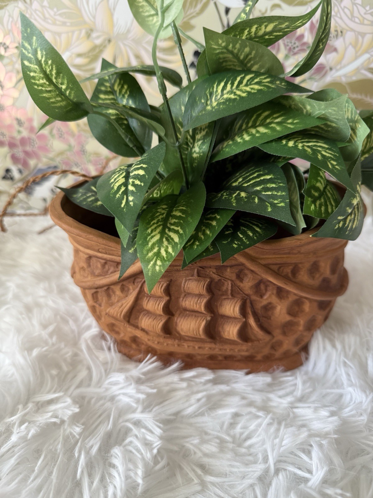 Handmade Terracotta Planter Featuring A Beautiful Sail Boat