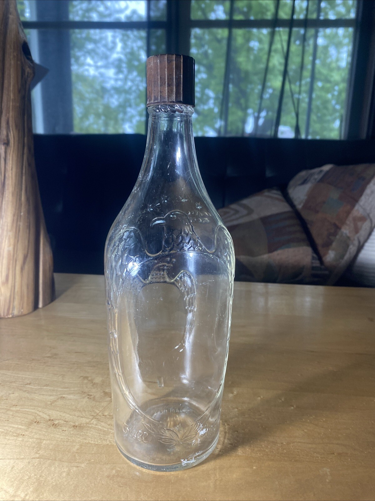 Vintage 1942 Calvert Whiskey Full Quart Embossed Eagles Bottle
