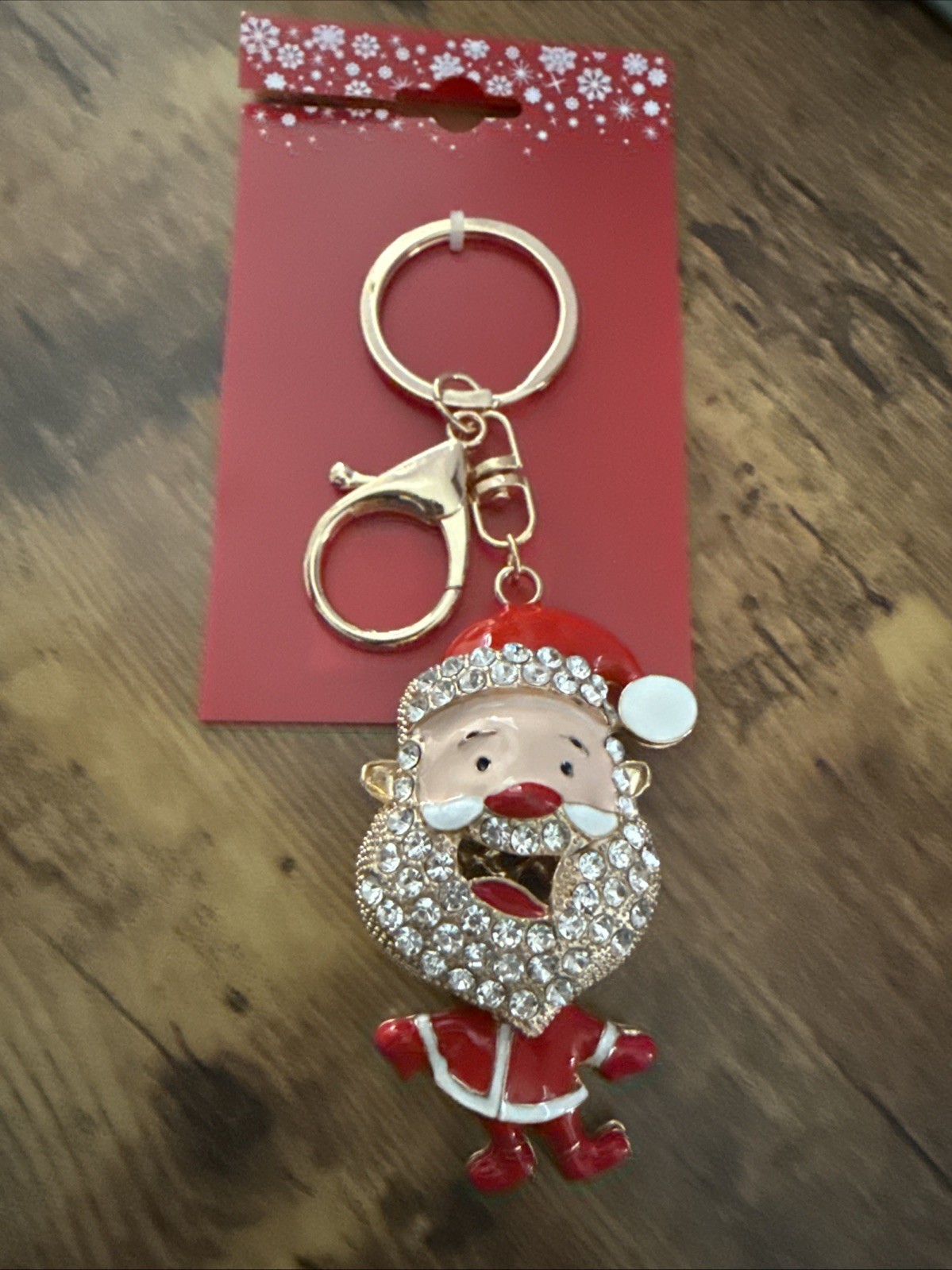 NEW NWT Beautiful Christmas Gold Tone Santa Bag Charm Key Chain