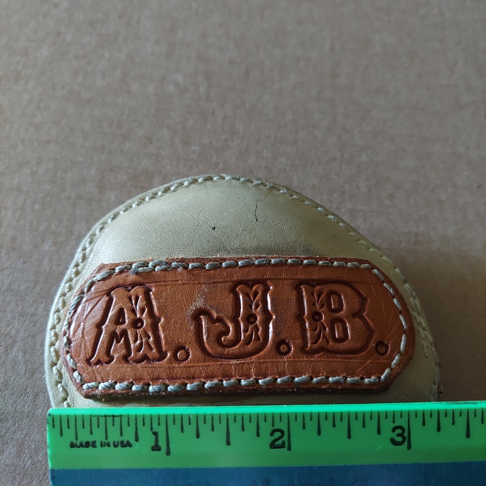 Initial Initials A J B Leather Office Paper Weight Desk Western Cowboy Style