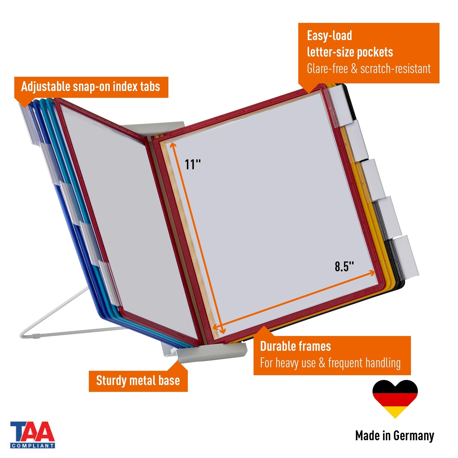 DURABLE Polypropylene Desktop Reference System, 10 Double-Sided Panels, Lette...