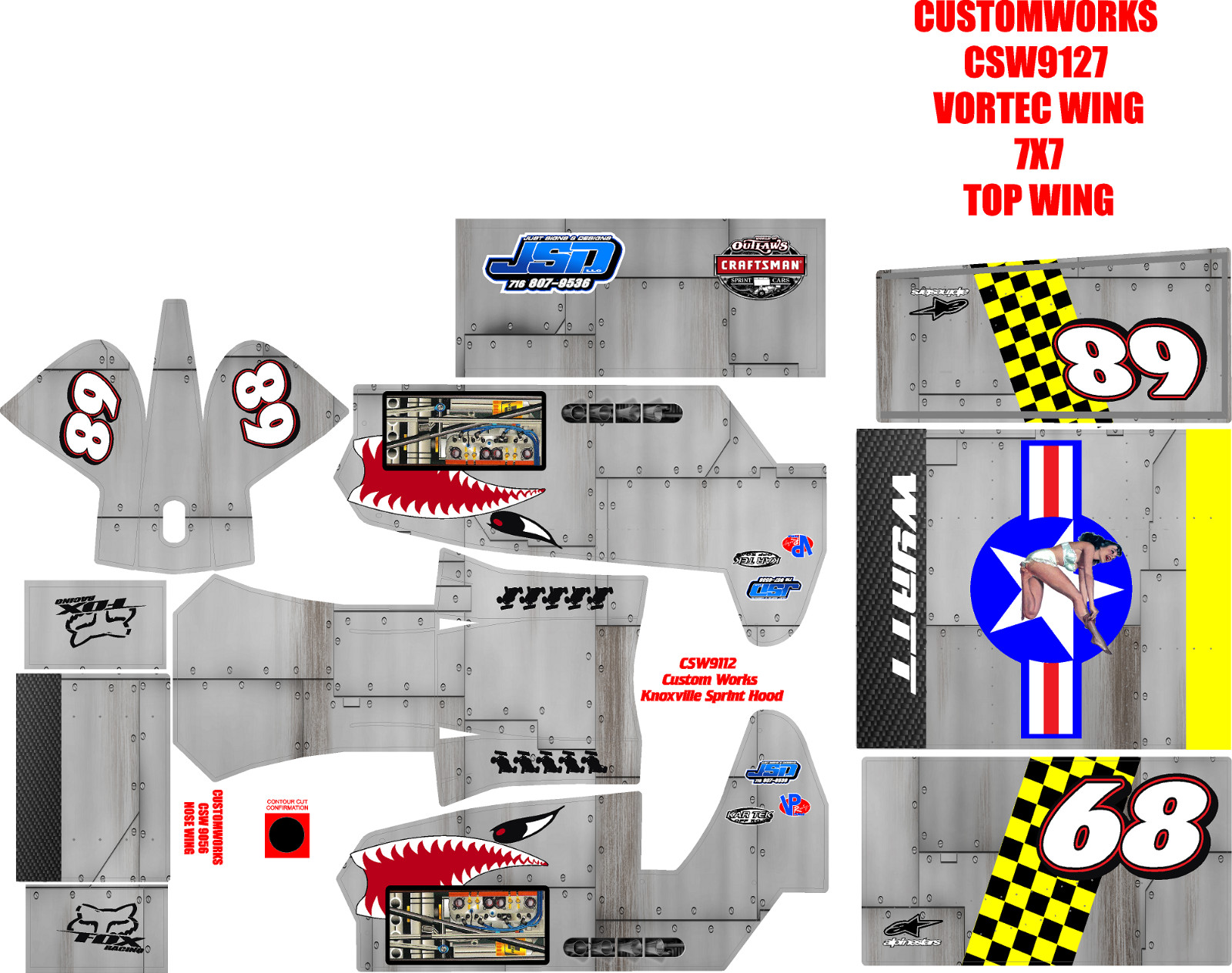 CUSTOMWORKS KNOXVILLE  SPRINT CAR 9110 WAR PLANE THEME WRAP KIT