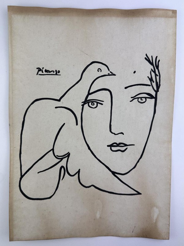 Pablo Picasso COA Vintage Painting Drawing Art Original Signed Stamp