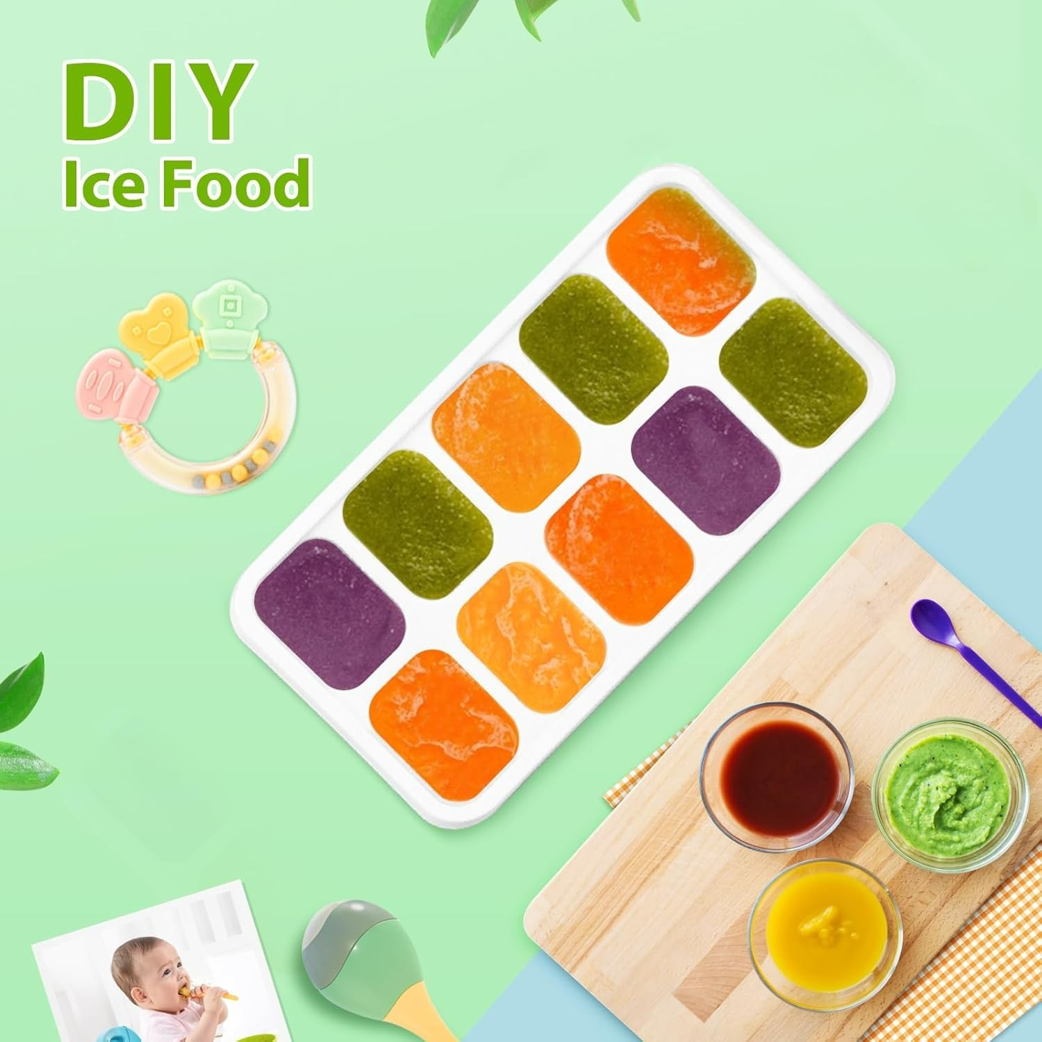 Elegant Stackable Ice Cube Trays with Spill-Resistant Lids - Dishwasher Safe