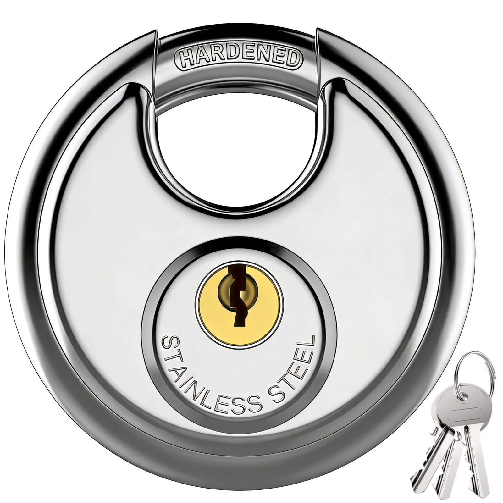 Keyed Padlock, Stainless Steel Locker Lock Heavy Duty Locks with 3 Keys, Wate...