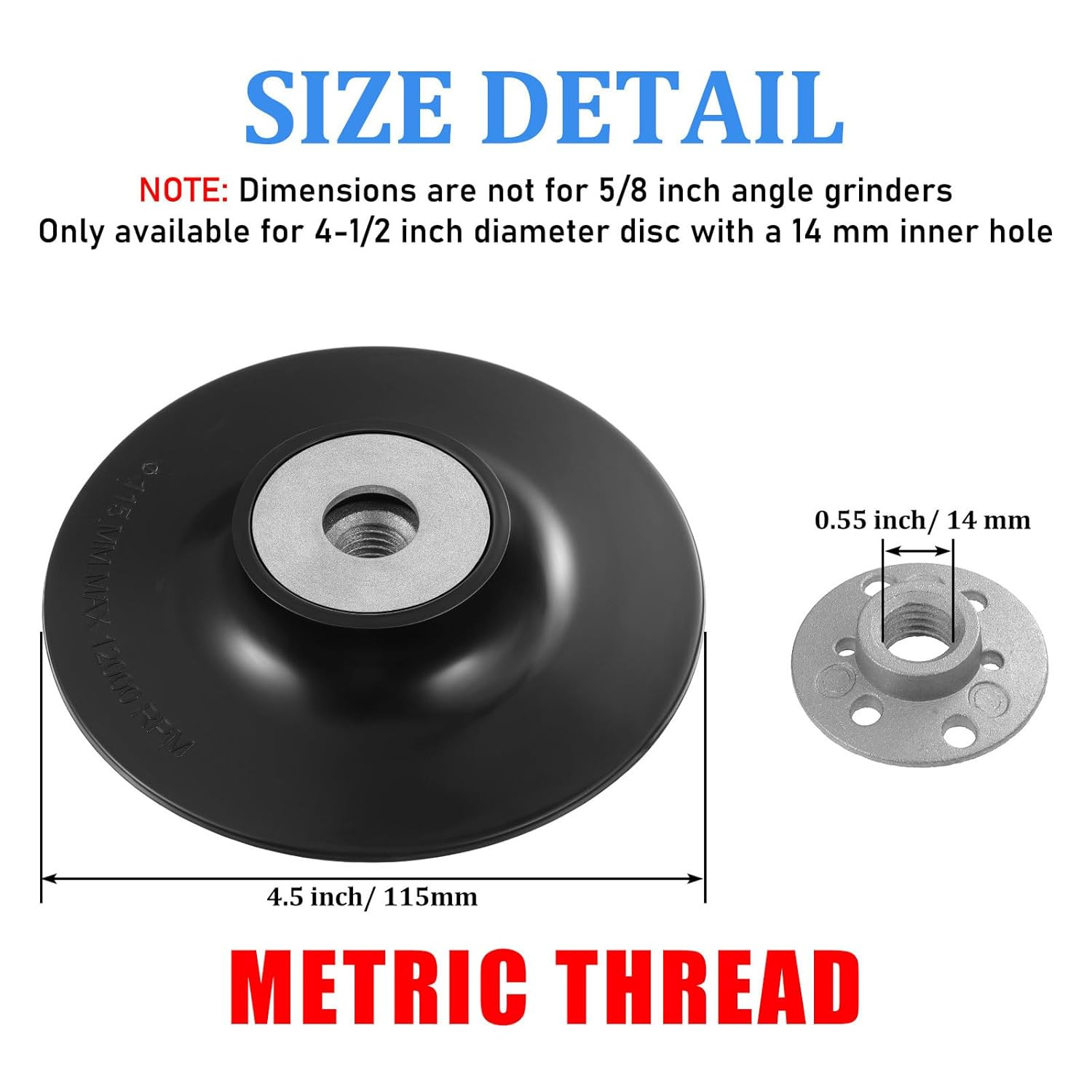 3 Pieces 4-1/2 Inch 14 Mm Sanding Disc Backing Pads Replacement Disc Backing Pad