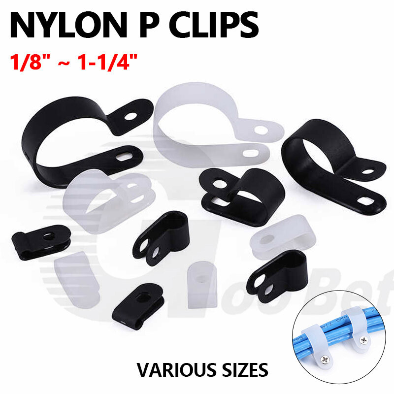 Plastic P Clips Nylon Clamps Fasteners for Cable, Conduit, Tubing Sleeving Wire