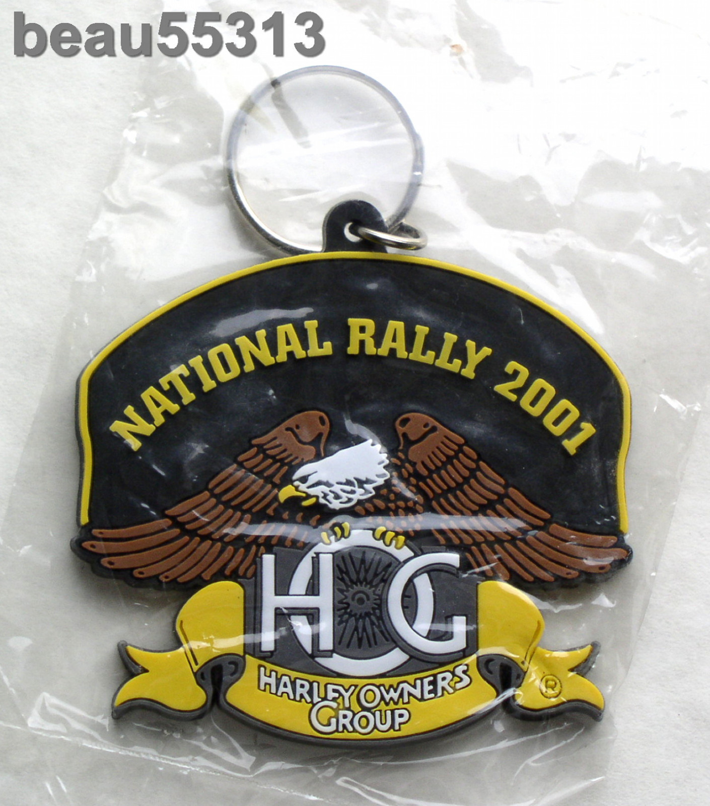 ⭐HARLEY DAVIDSON OWNERS GROUP HOG 2001 NATIONAL RALLY KEY CHAIN FOB