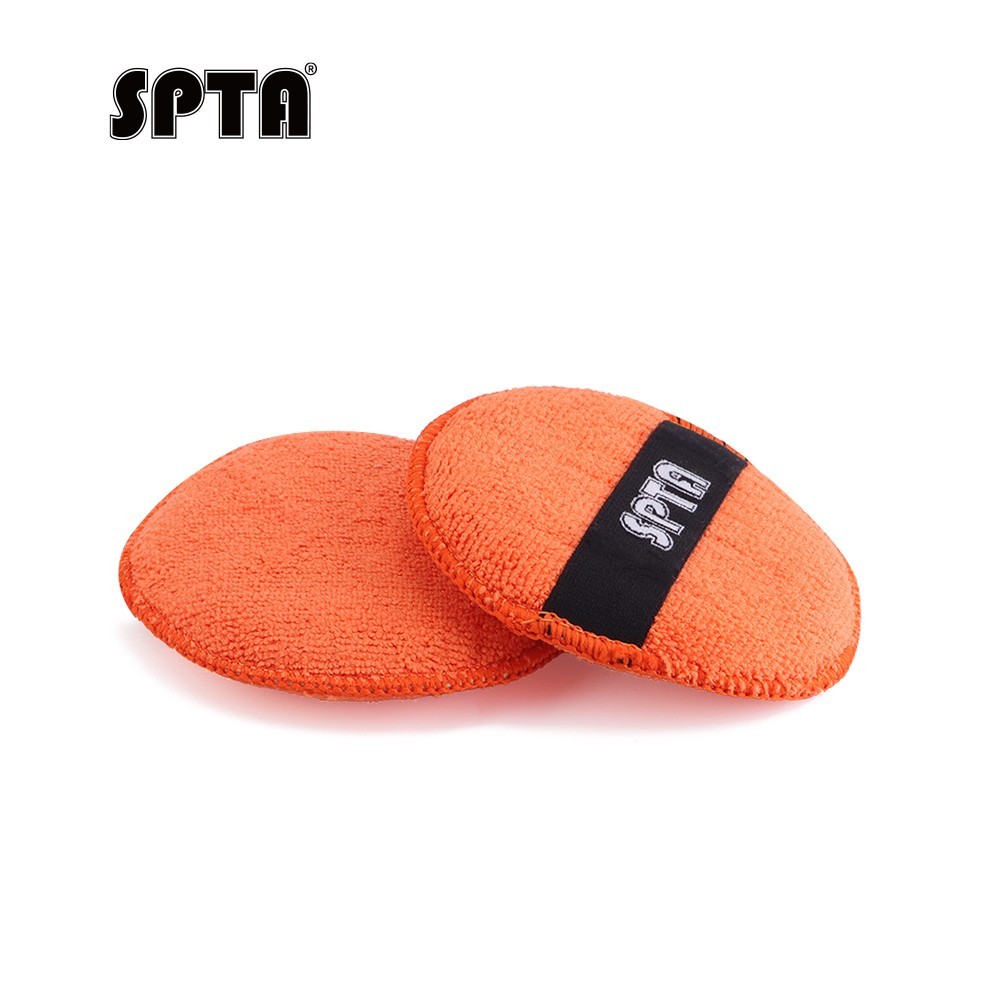 SPTA 1Pc 5 inch Car Wax Polishing Microfiber Applicator Pad Hand Elastic Band