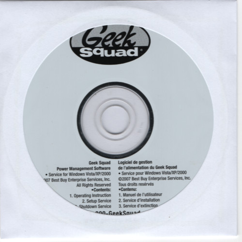 Geek Squad UPS Power Management Service Software for Windows Vista XP 2000 (2007