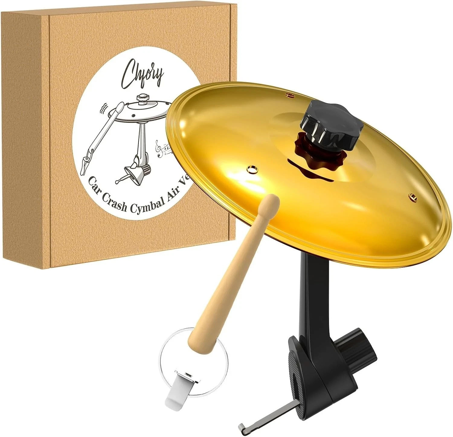 Car Cymbal Air Vent, Mini Drum Crash Set with 1PCS, Gold