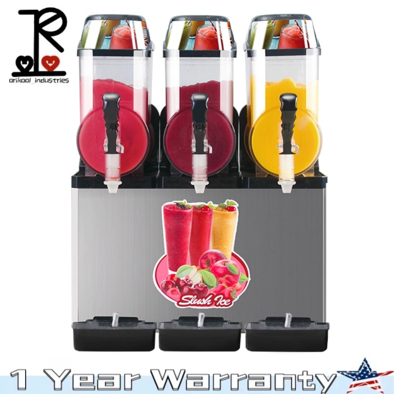 1100W Commercial Slushy Machine 45L 3Tank Stainless Steel Margarita Frozen Drink