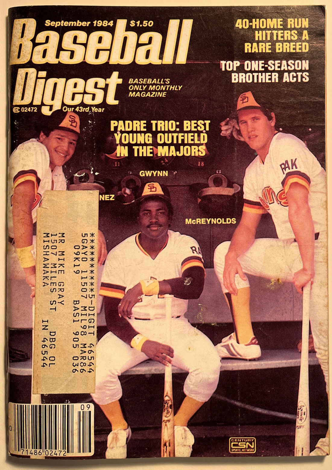 Baseball Digest Magazine April 1984 Tony Gwynn San Diego Padres, Nice! (B6)