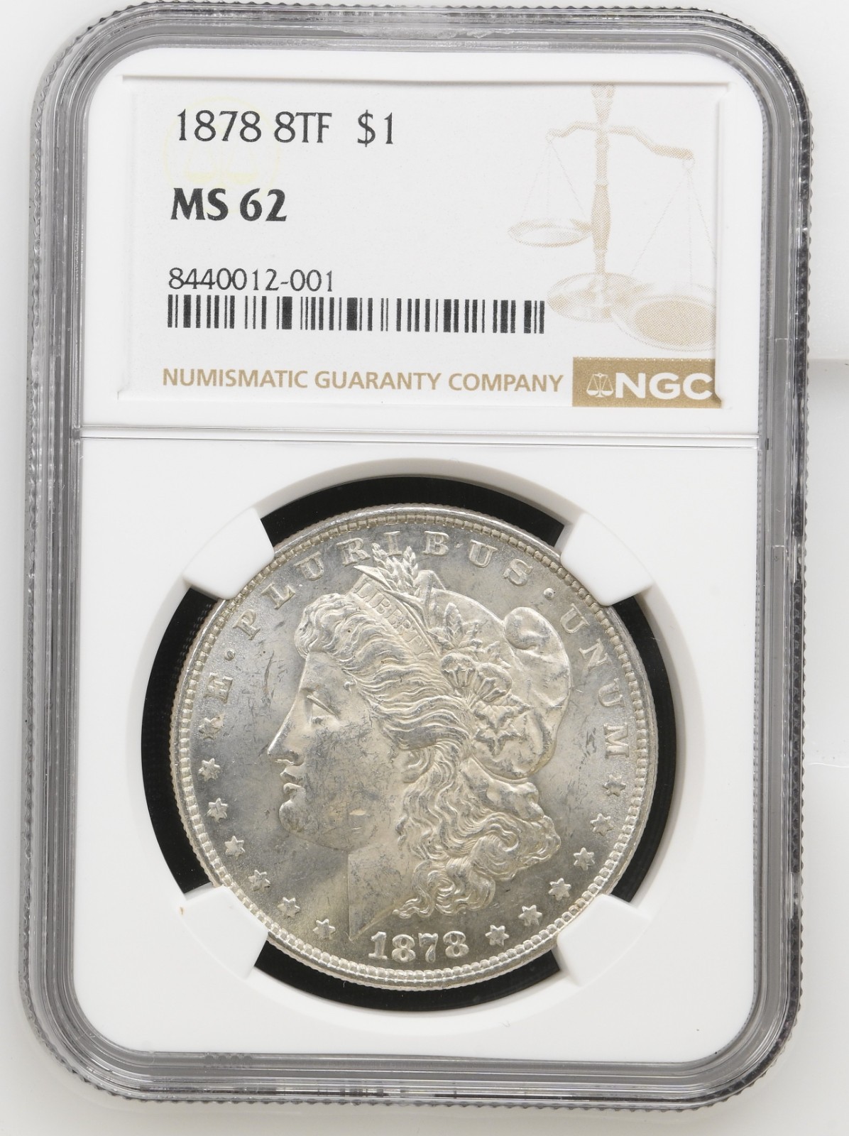 1878 8TF Morgan Silver Dollar, MS 62 NGC, Beautiful & Issue Free