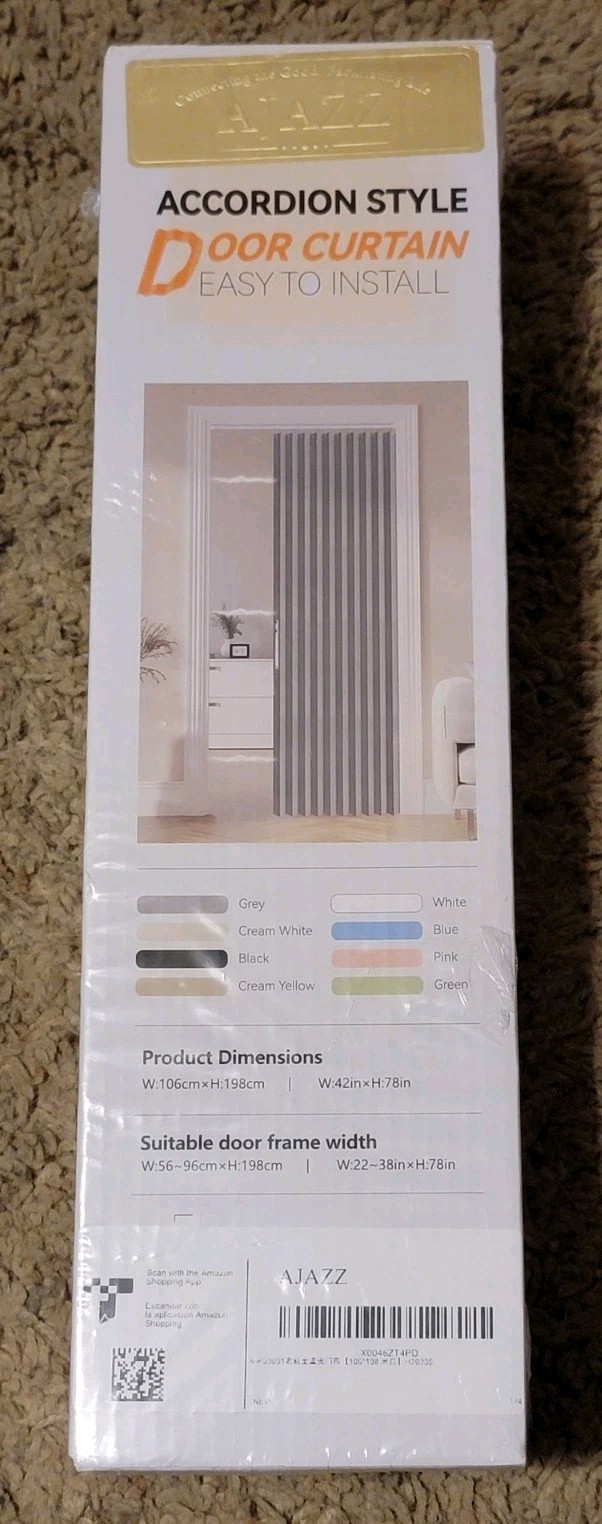AJAZZ Accordion Doors Interior Magnetic Door Curtain Cream White 42W x 78 L