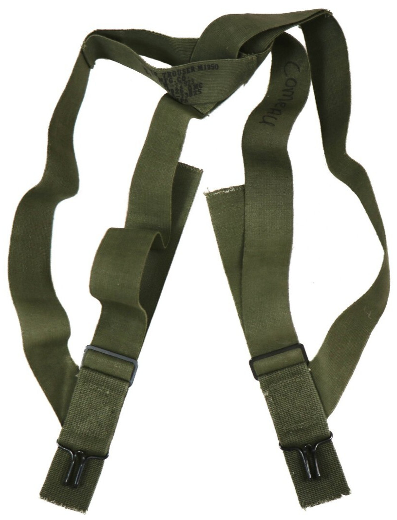 US Military OD M-1950 Green Pants Suspenders M1950 Korean War Era