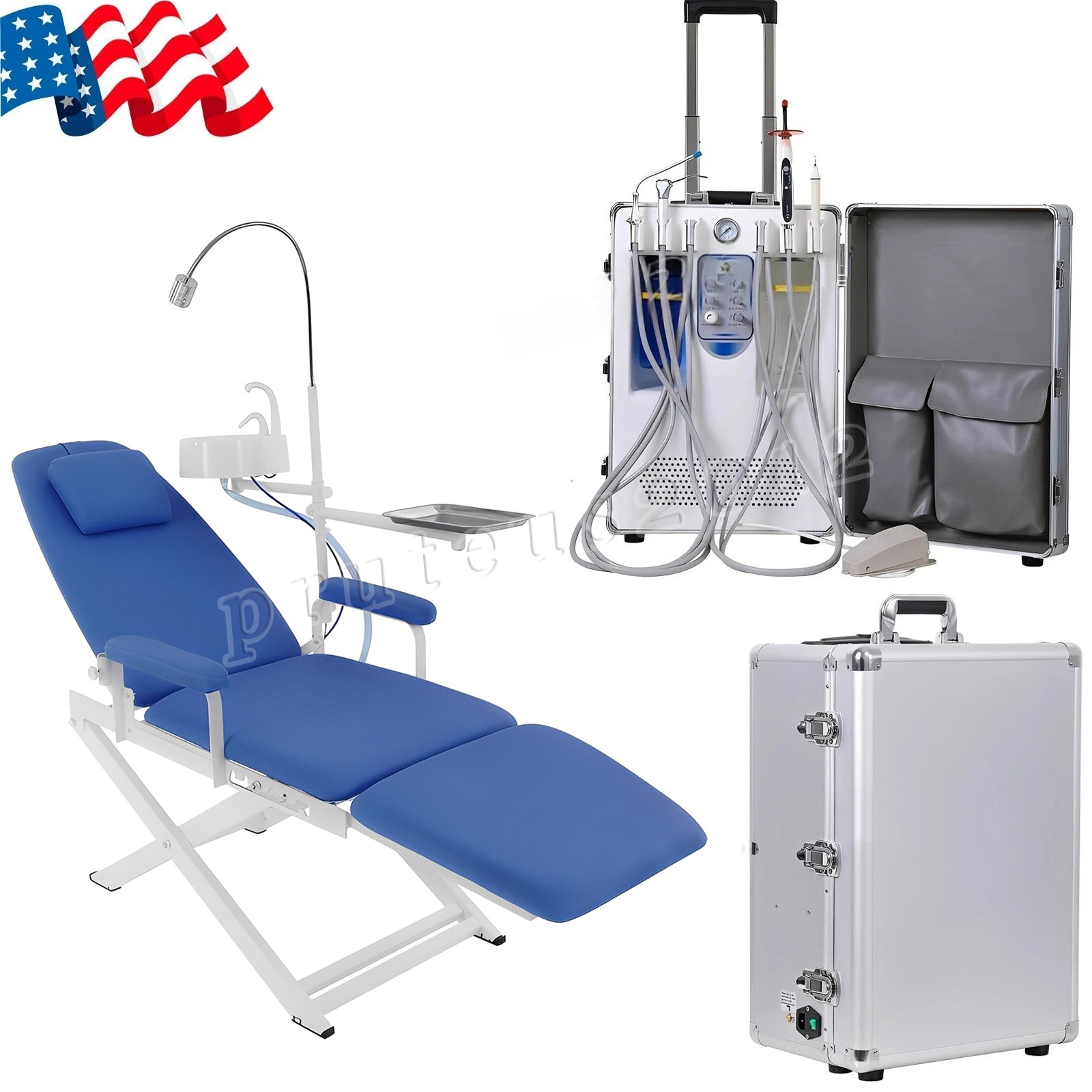 Portable Dental Mobile Delivery Unit Cart Air Compressor Suction/Chair 4 Hole