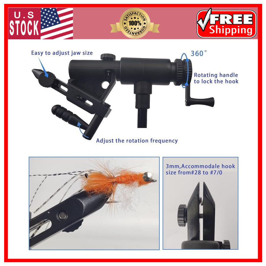 Riverruns II Rotary Fly Tying Vise, 360° Rotation, Ultra-Light & Precise