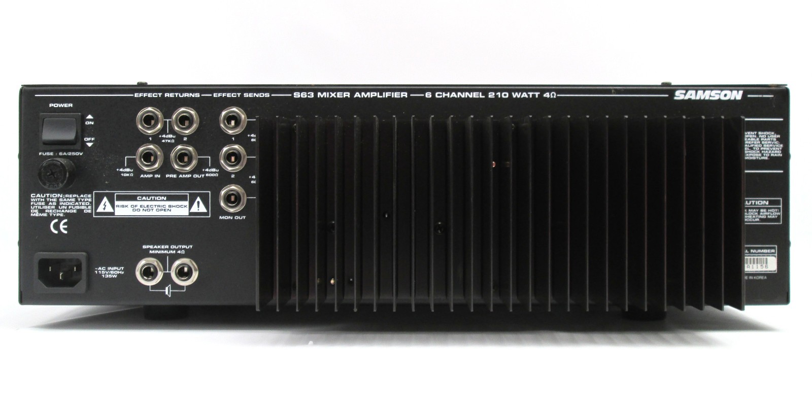 Samson S63 6-Channel Powered Mixer Pre-amplifier Preamp