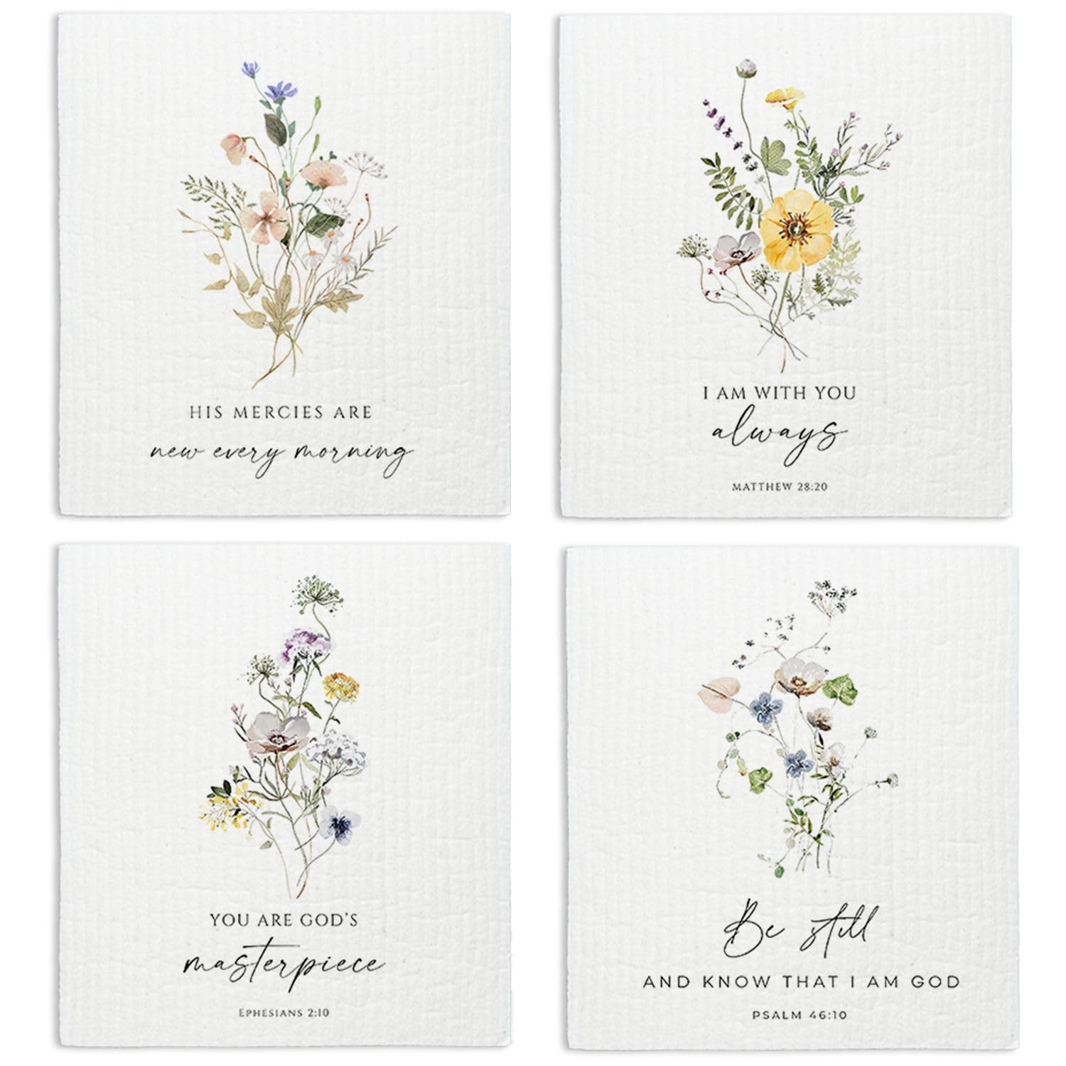 Christian Swedish Dishcloths for Kitchen, Floral Swedish Dish Towels, Scriptu...