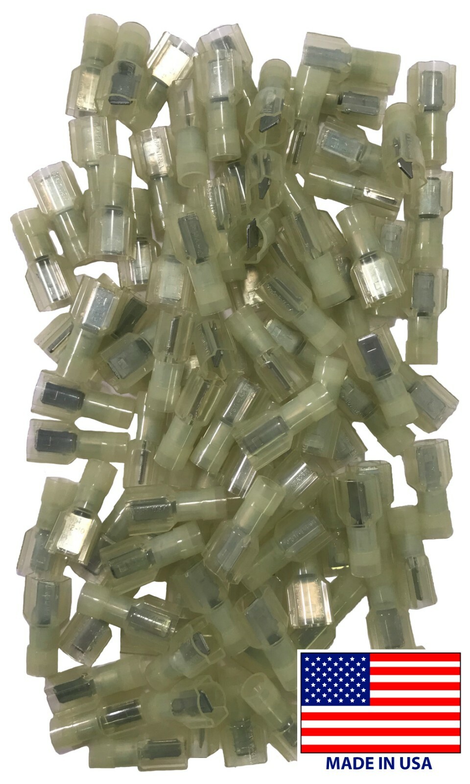 (100) Nylon 12-10 Gauge .250 Tab Fully Insulated Male Quick Disconnect Connector